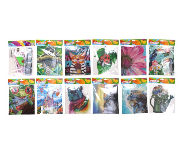 Kreativní set diamond painting 21x25 cm MIX + stojánek