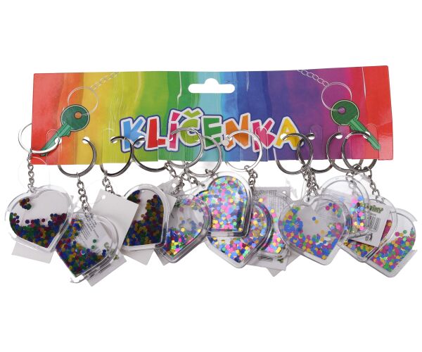 Klíčenka akrylová s glitrem - Srdce