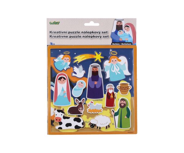 Kreativní puzzle nálepkový set 26x20 cm Betlém