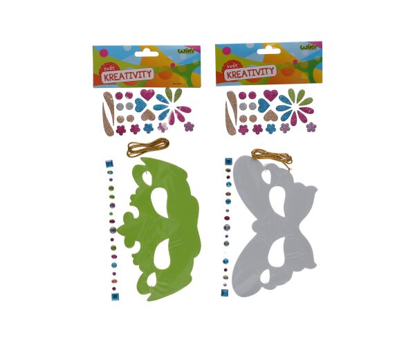 Kreativní set maska 14x36 cm s provázkem a ozdobami