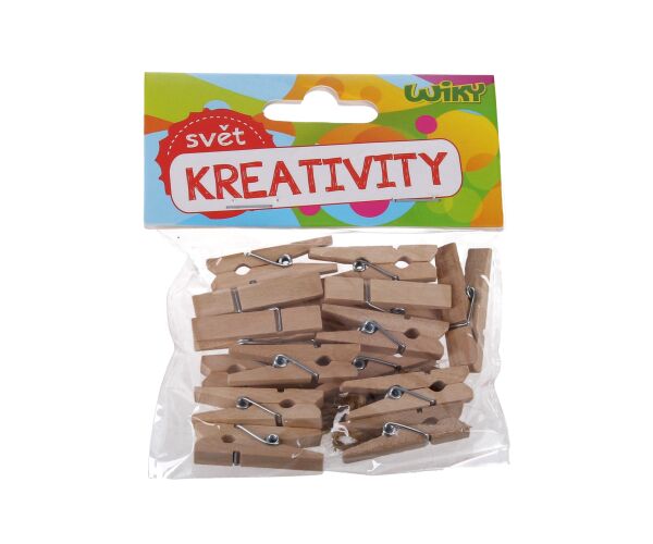 Kolíčky dřevěné 2,5 cm, 25ks + provázek