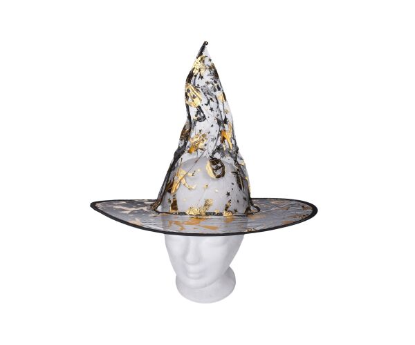 Set karneval - čarodějnice (šaty, klobouk) zlatá