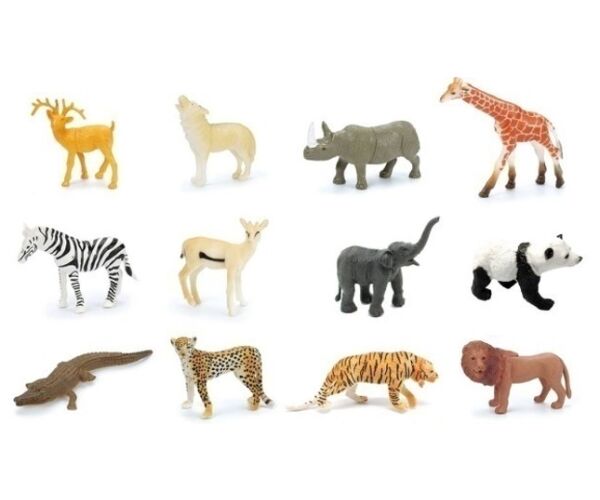 Zvířátka figurky divoká zvěř 12 ks set 10 cm