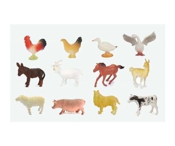 Zvířátka figurky farma 12 ks set 10 cm