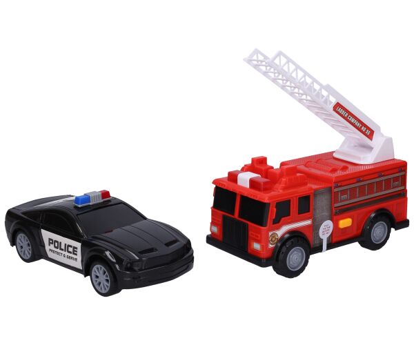 Auto policejní a hasičské s efekty 23 cm