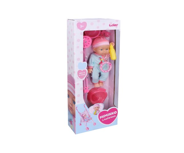Miminko se zvuky a kočárkem 27 cm - český obal
