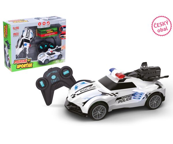 Auto policejní svítící s kouřovými efekty RC na dálkové ovládání 18 cm - český obal