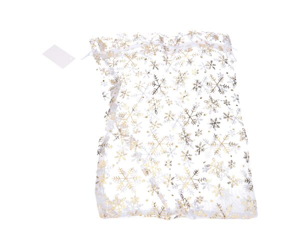 Sáček ORGANZA Vločky 25x35 cm Vánoce
