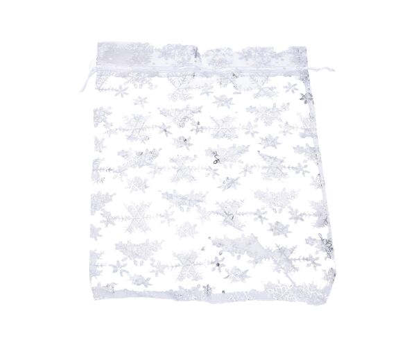 Sáček ORGANZA Vločky 25x35 cm Vánoce