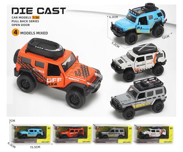 Auto terénní kovové 12 cm