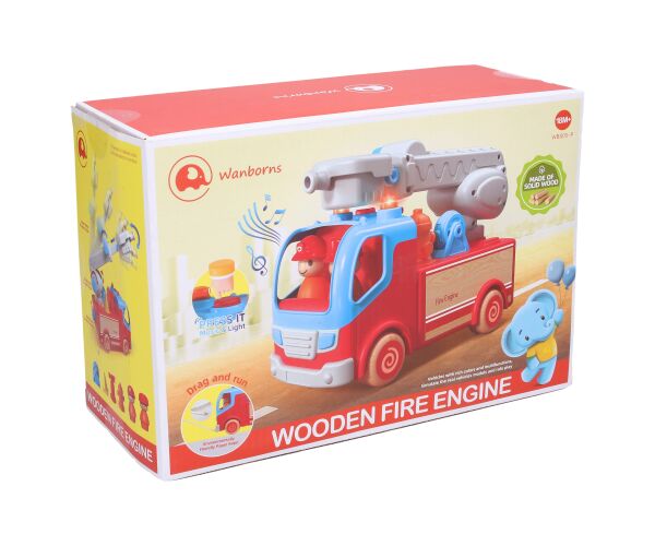 Auto hasičské dřevo/plast s efekty 25cm
