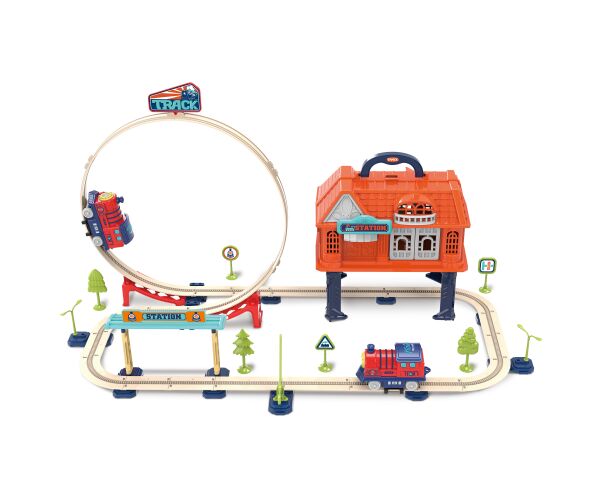 Vlaková dráha v kufříku 69 dílků 67x36,5x36,5 cm