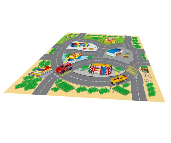 Hrací mapa s 2 dopravními prostředky kov 70x70 cm