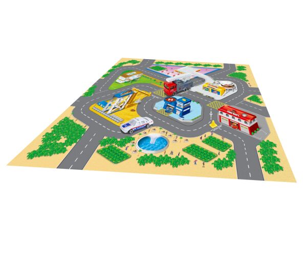 Hrací mapa s 2 dopravními prostředky kov 70x70 cm