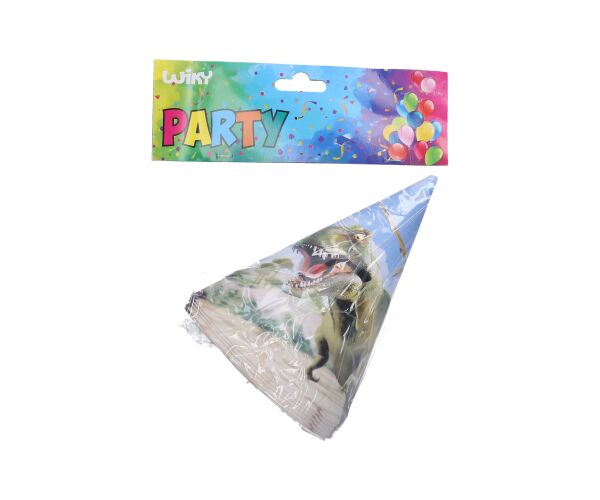 Párty kloboučky DINO 15 cm, 6 ks