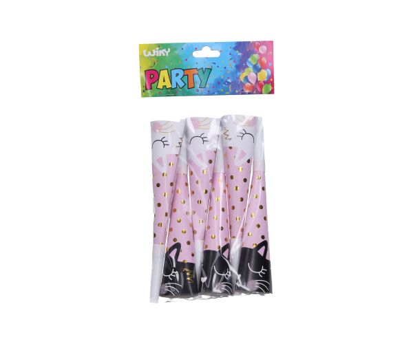 Párty trumpetky KOČKA 20 cm, 6 ks