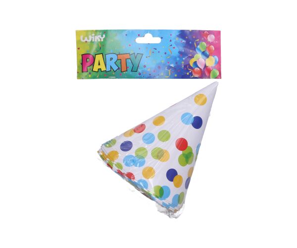Párty kloboučky TEČKY 15 cm, 6 ks