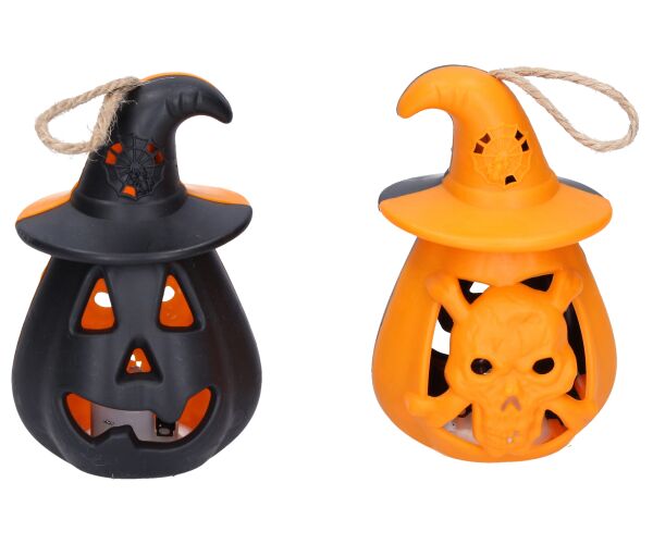 Dekorace Halloween dýně 11x6,5 cm svítící