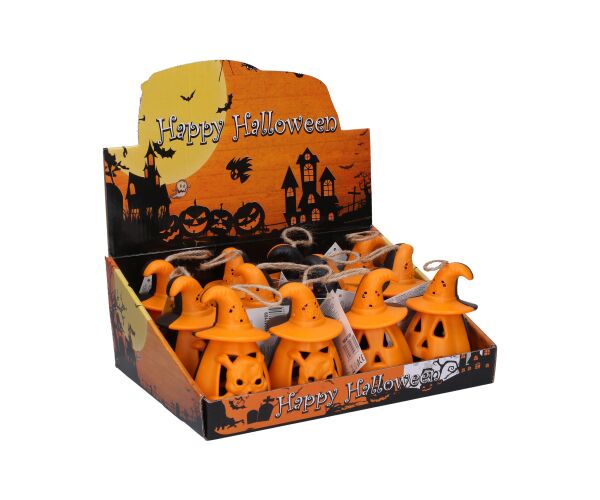 Dekorace Halloween dýně 11x6,5 cm svítící