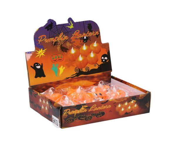 Dekorace Halloween dýně 4,8x4,8x4,3 cm svítící