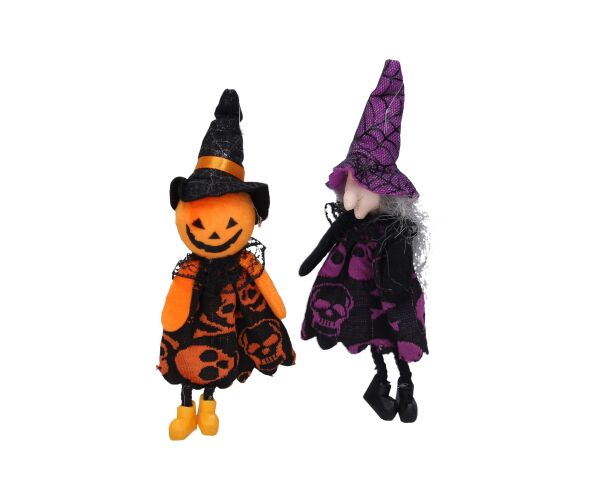 Dekorace Halloween čarodějnice/strašák na zavěšení 20x10x5 cm