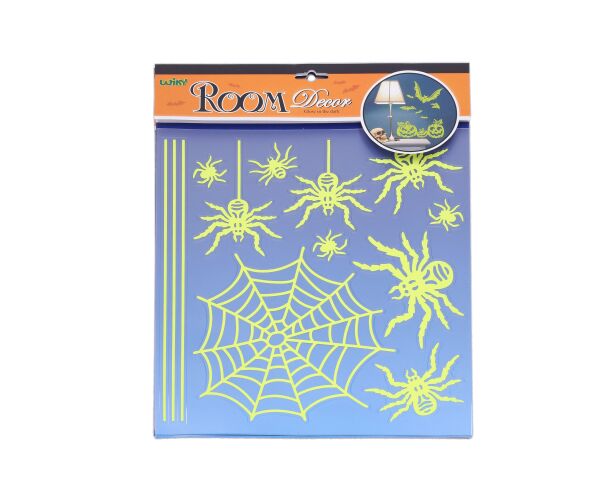 Nálepky na zeď svítící ve tmě 38x31 cm Pavouci HALLOWEEN