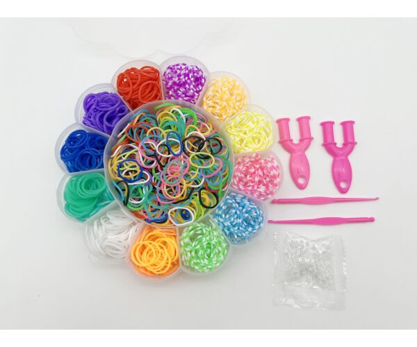 Sada gumiček na výrobu náramků Loom band 900 ks - květina