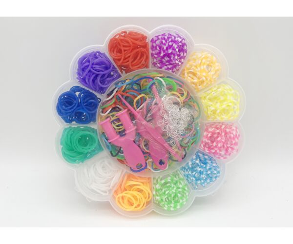 Sada gumiček na výrobu náramků Loom band 900 ks - květina