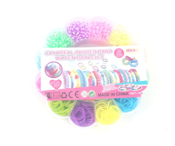 Sada gumiček na výrobu náramků Loom band 900 ks - květina