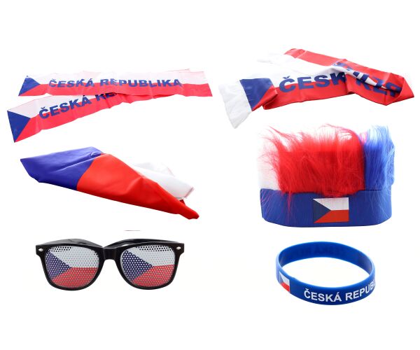Fandící set Česká republika s čelenkou