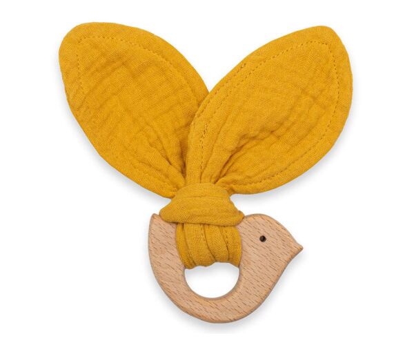 Kousátko s ptáčkem New Baby Bird mustard