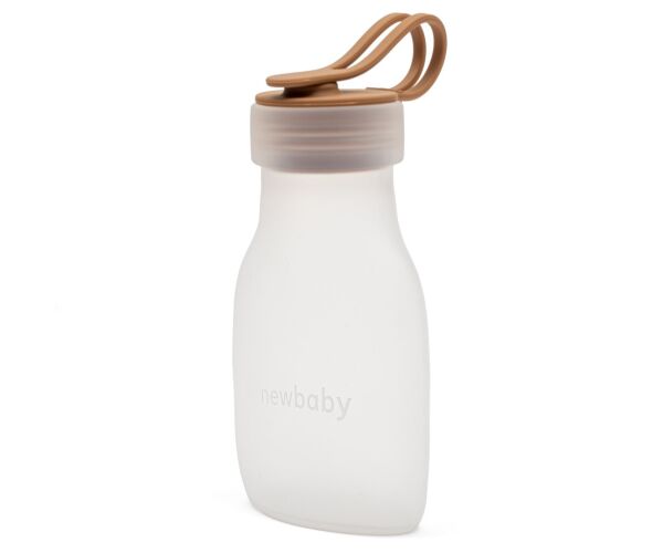 Lahvička na mléko silikonová New Baby hnědá 15cm